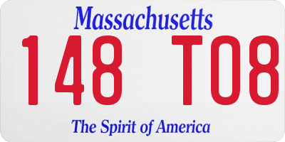 MA license plate 148TO8