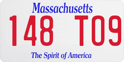 MA license plate 148TO9