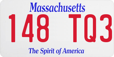 MA license plate 148TQ3