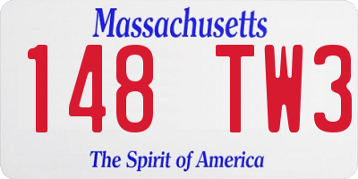 MA license plate 148TW3