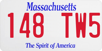 MA license plate 148TW5