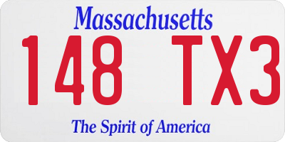 MA license plate 148TX3