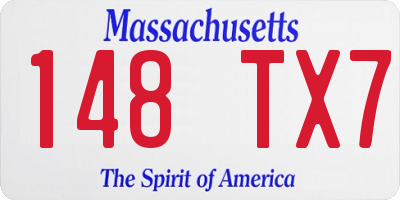 MA license plate 148TX7