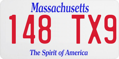 MA license plate 148TX9
