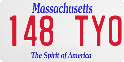 MA license plate 148TY0