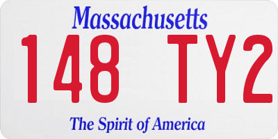 MA license plate 148TY2