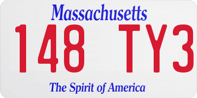 MA license plate 148TY3