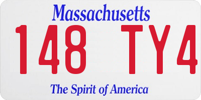 MA license plate 148TY4