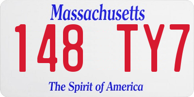 MA license plate 148TY7