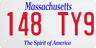 MA license plate 148TY9