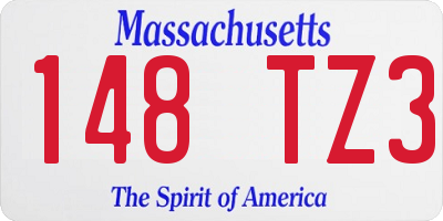 MA license plate 148TZ3