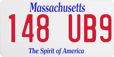 MA license plate 148UB9