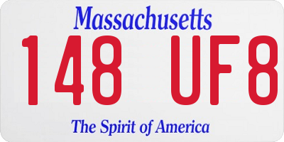 MA license plate 148UF8