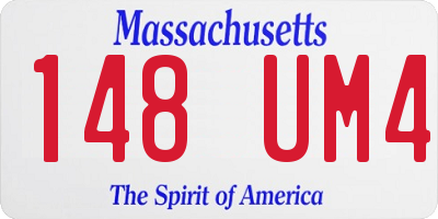 MA license plate 148UM4