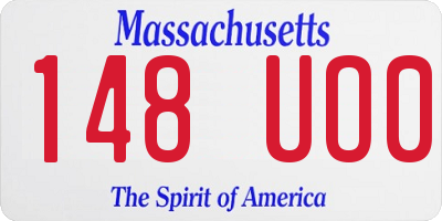 MA license plate 148UO0