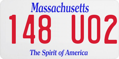 MA license plate 148UO2