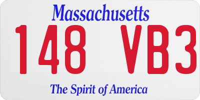 MA license plate 148VB3