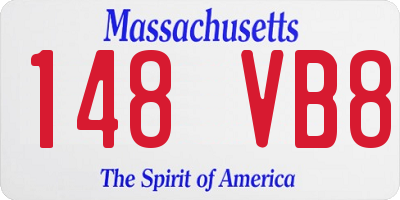 MA license plate 148VB8