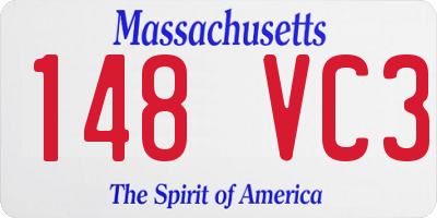 MA license plate 148VC3