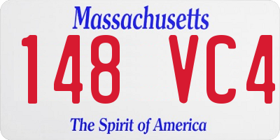 MA license plate 148VC4