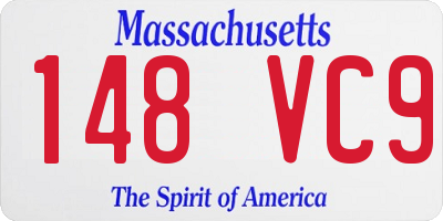 MA license plate 148VC9