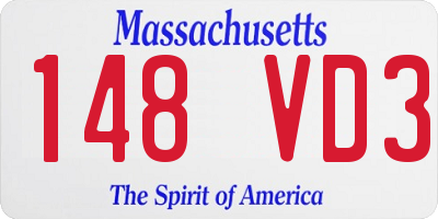 MA license plate 148VD3