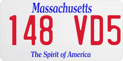 MA license plate 148VD5