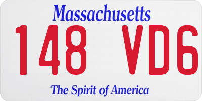 MA license plate 148VD6