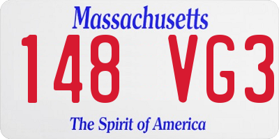 MA license plate 148VG3