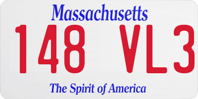 MA license plate 148VL3