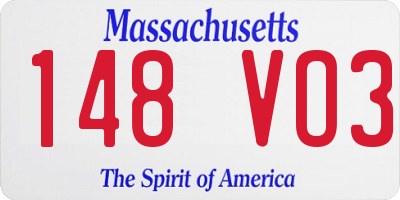 MA license plate 148VO3