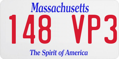 MA license plate 148VP3