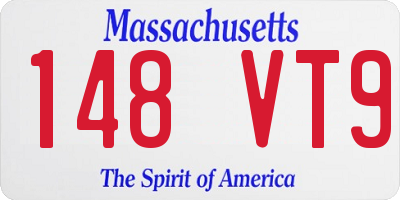MA license plate 148VT9