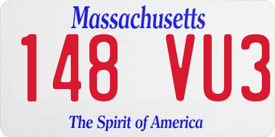 MA license plate 148VU3