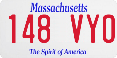 MA license plate 148VY0