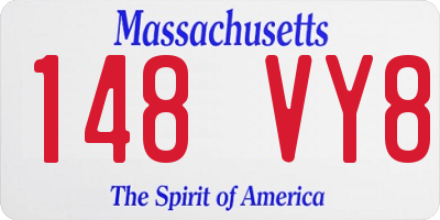 MA license plate 148VY8