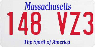 MA license plate 148VZ3