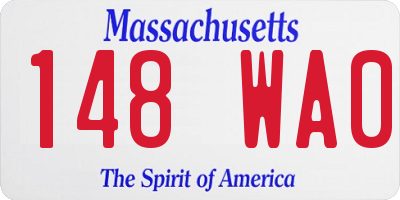 MA license plate 148WA0