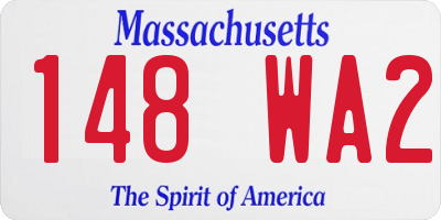 MA license plate 148WA2