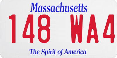 MA license plate 148WA4