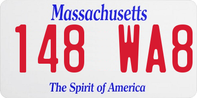 MA license plate 148WA8