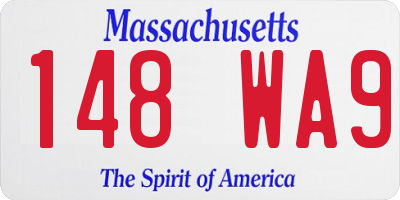 MA license plate 148WA9