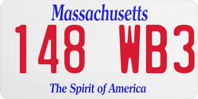 MA license plate 148WB3