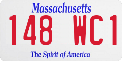 MA license plate 148WC1