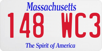 MA license plate 148WC3
