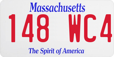 MA license plate 148WC4