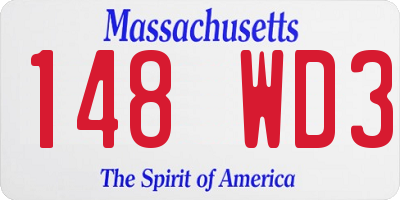 MA license plate 148WD3