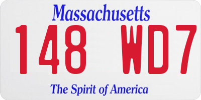 MA license plate 148WD7