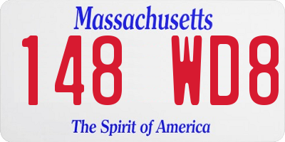 MA license plate 148WD8