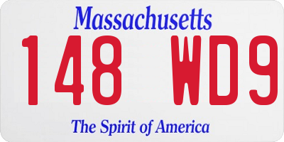 MA license plate 148WD9